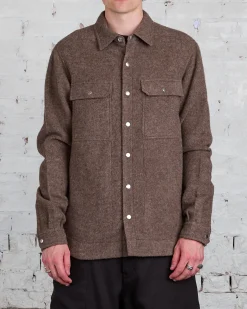 Outlet Rick Owens Outershirt Lodenette Wool Fawn