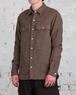 Outlet Rick Owens Outershirt Lodenette Wool Fawn