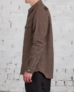 Outlet Rick Owens Outershirt Lodenette Wool Fawn