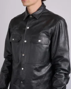 Outlet Rick Owens Outershirt Tamponato Leather Black