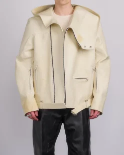 Sale Rick Owens Runway Hooded Stooges Spalla Leather Parchment