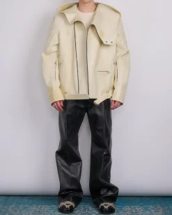 Sale Rick Owens Runway Hooded Stooges Spalla Leather Parchment