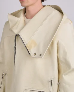 Sale Rick Owens Runway Hooded Stooges Spalla Leather Parchment