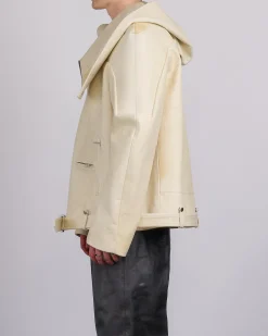 Sale Rick Owens Runway Hooded Stooges Spalla Leather Parchment