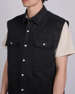 Fashion Rick Owens Runway Jumbo SL Outershirt Linen Twill Black