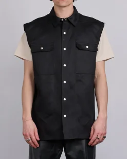 Fashion Rick Owens Runway Jumbo SL Outershirt Linen Twill Black
