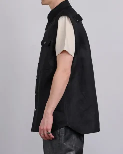 Fashion Rick Owens Runway Jumbo SL Outershirt Linen Twill Black