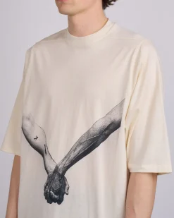 Best Rick Owens Runway Jumbo T-Shirt United Print Natural Black