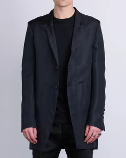 Sale Rick Owens Runway Lido Fogpocket Jacket Silk Gazar Black