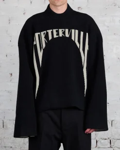 Outlet Rick Owens Runway Porterville Jumbo Crew Sweater Black/Pearl