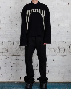 Outlet Rick Owens Runway Porterville Jumbo Crew Sweater Black/Pearl