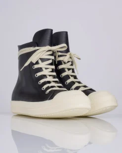 Clearance Rick Owens Runway Sneakers LCT Leather Black Milk Milk