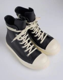 Clearance Rick Owens Runway Sneakers LCT Leather Black Milk Milk