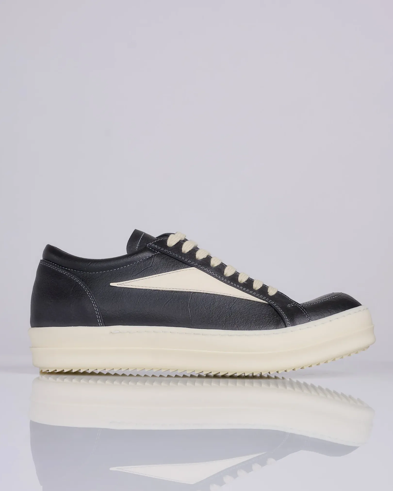 Best Rick Owens Runway Vintage Sneaks LCT Leather Black/Milk/Milk