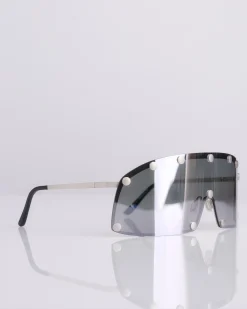 Fashion Rick Owens Shielding Hollywood Sunglass Silver Silver