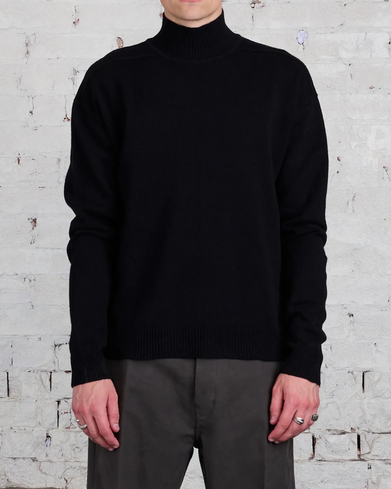 Online Rick Owens Turtleneck Recycled Cashmere Black