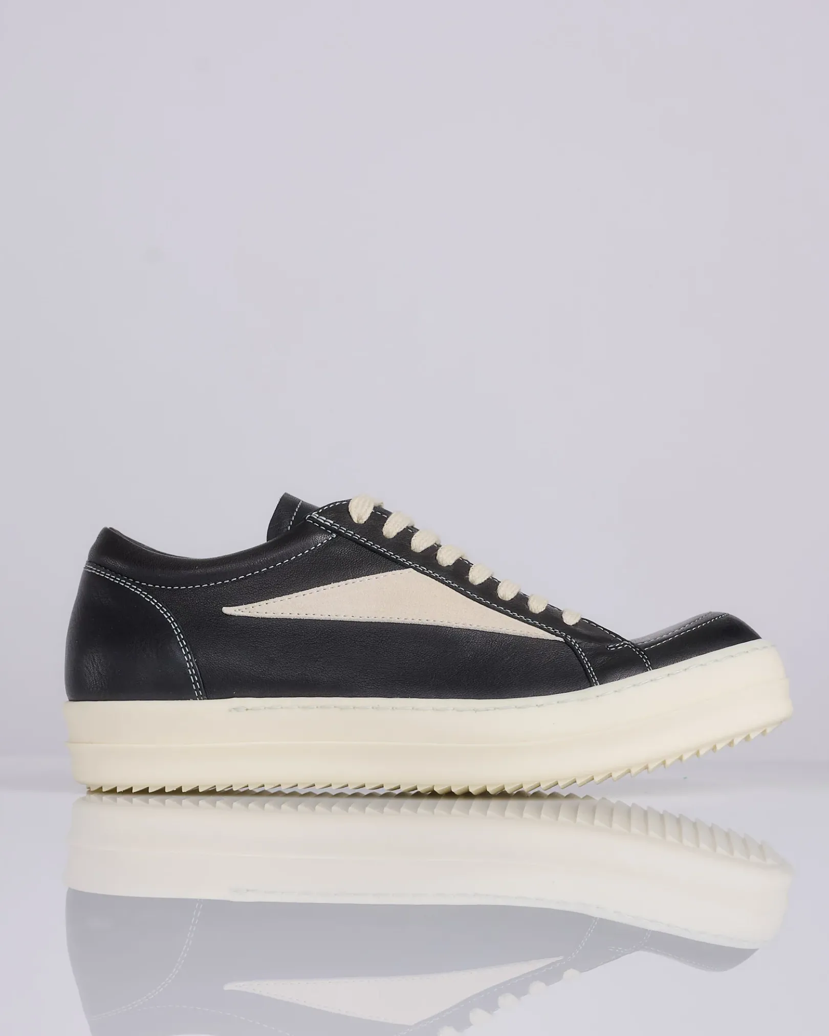 New Rick Owens Vintage Sneaker Hollywood Waxy Goat Black Milk