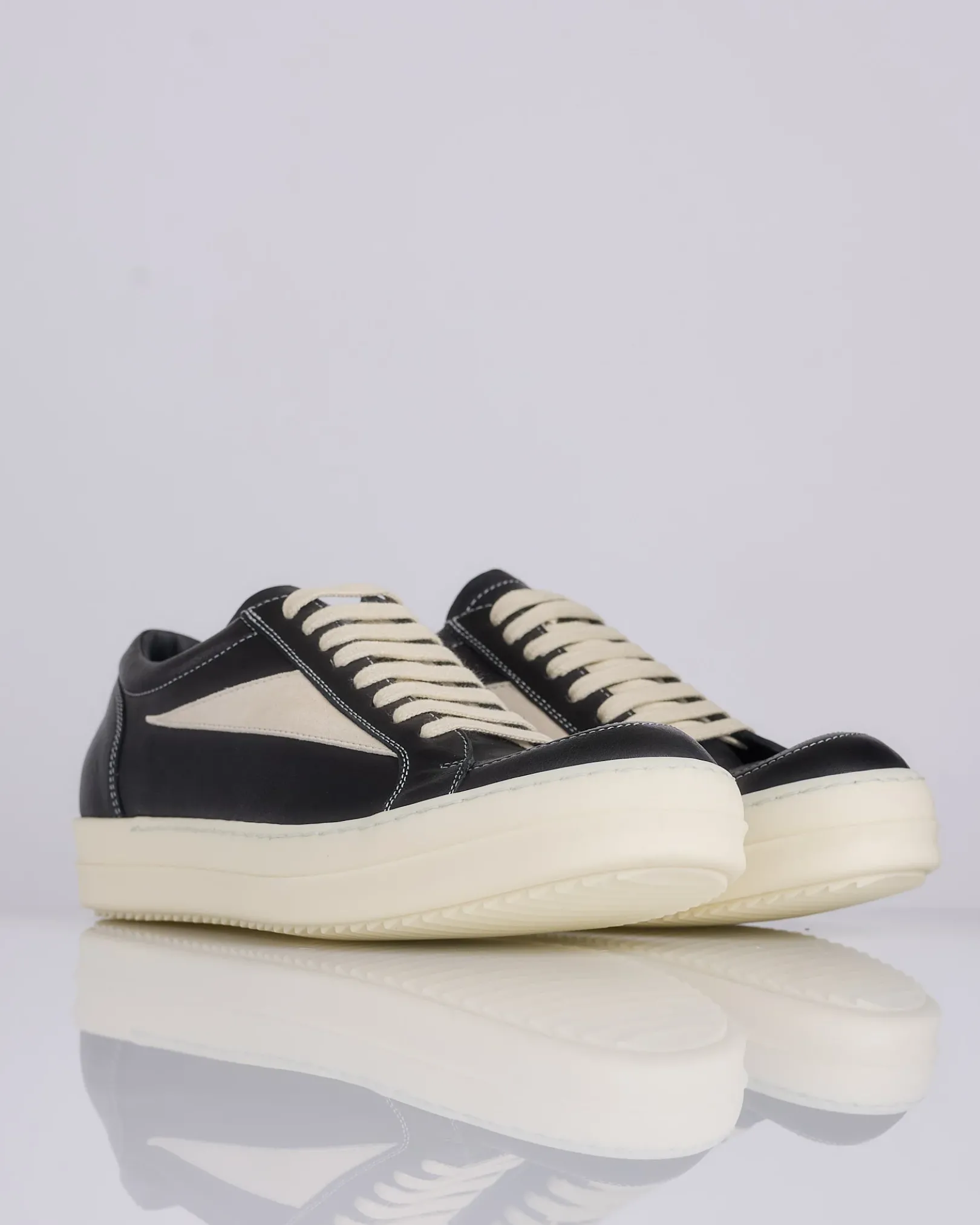 New Rick Owens Vintage Sneaker Hollywood Waxy Goat Black Milk