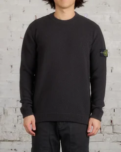Best Stone Island Badge Knit Sweater Lead Grey