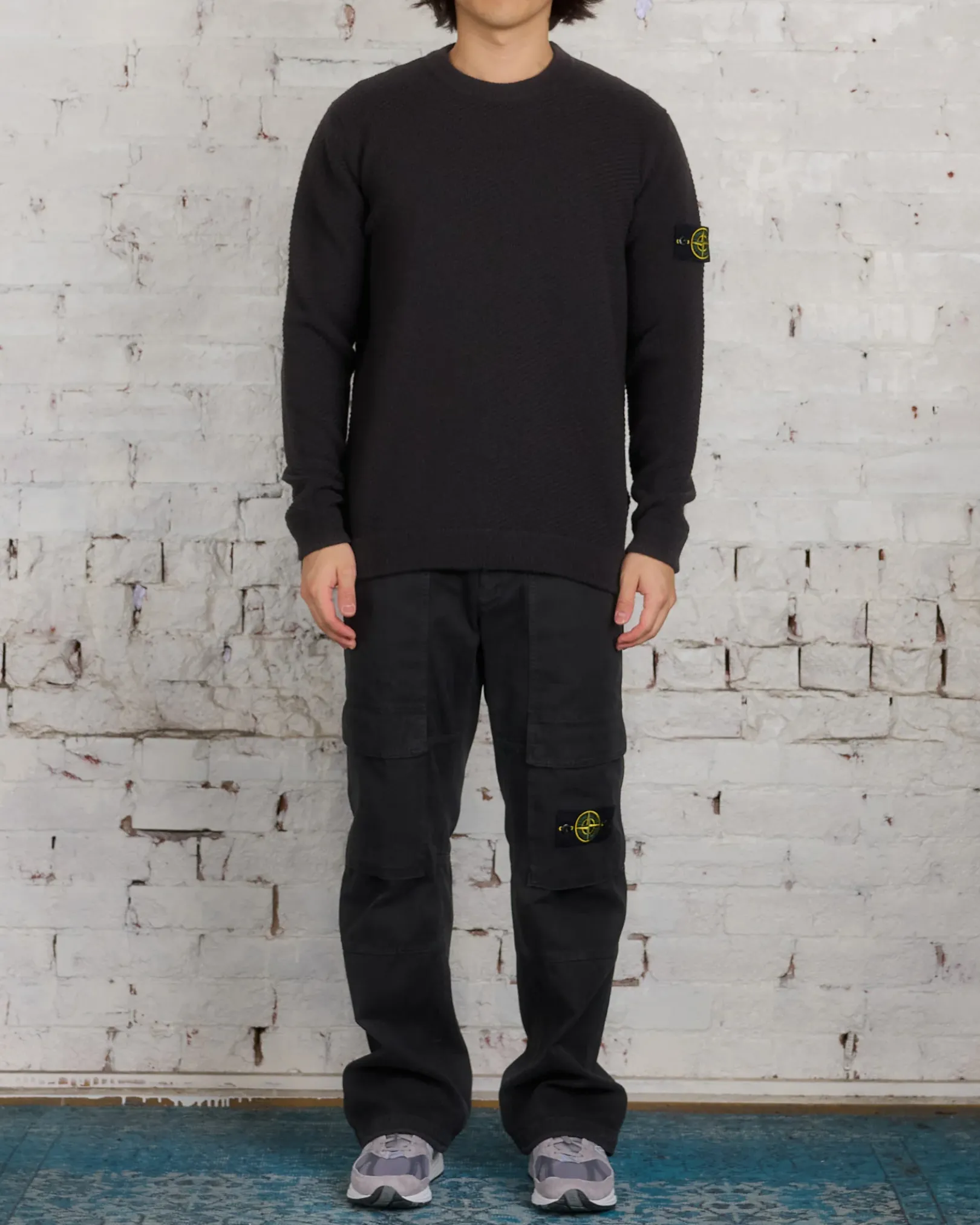 Best Stone Island Badge Knit Sweater Lead Grey