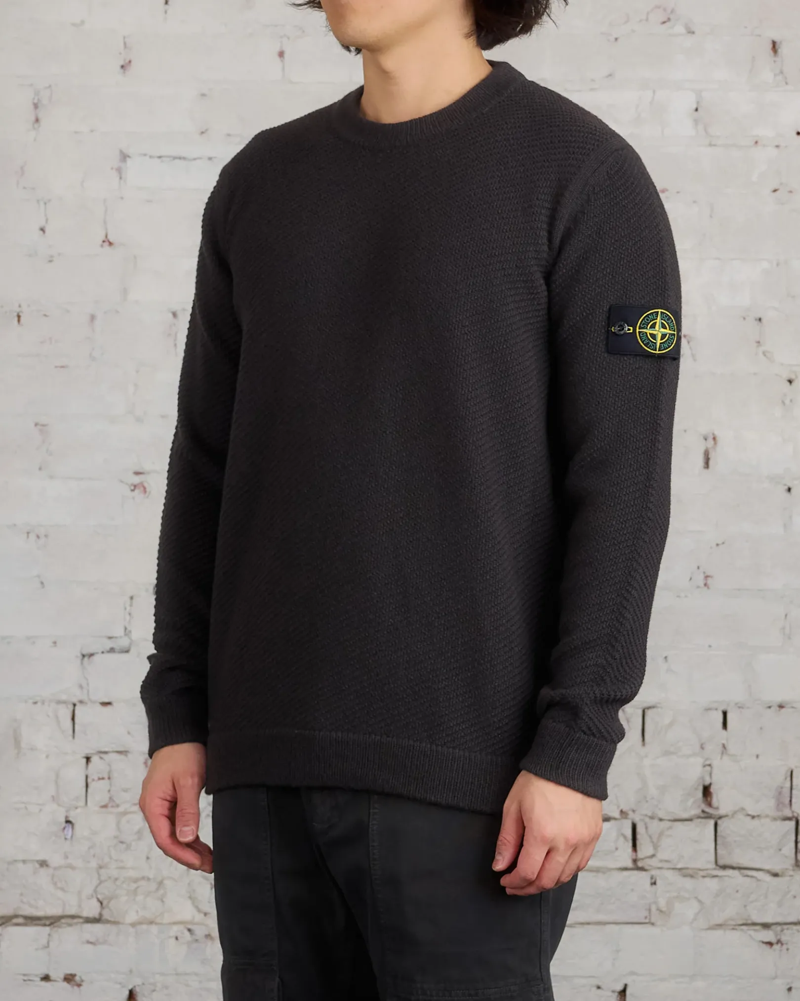 Best Stone Island Badge Knit Sweater Lead Grey