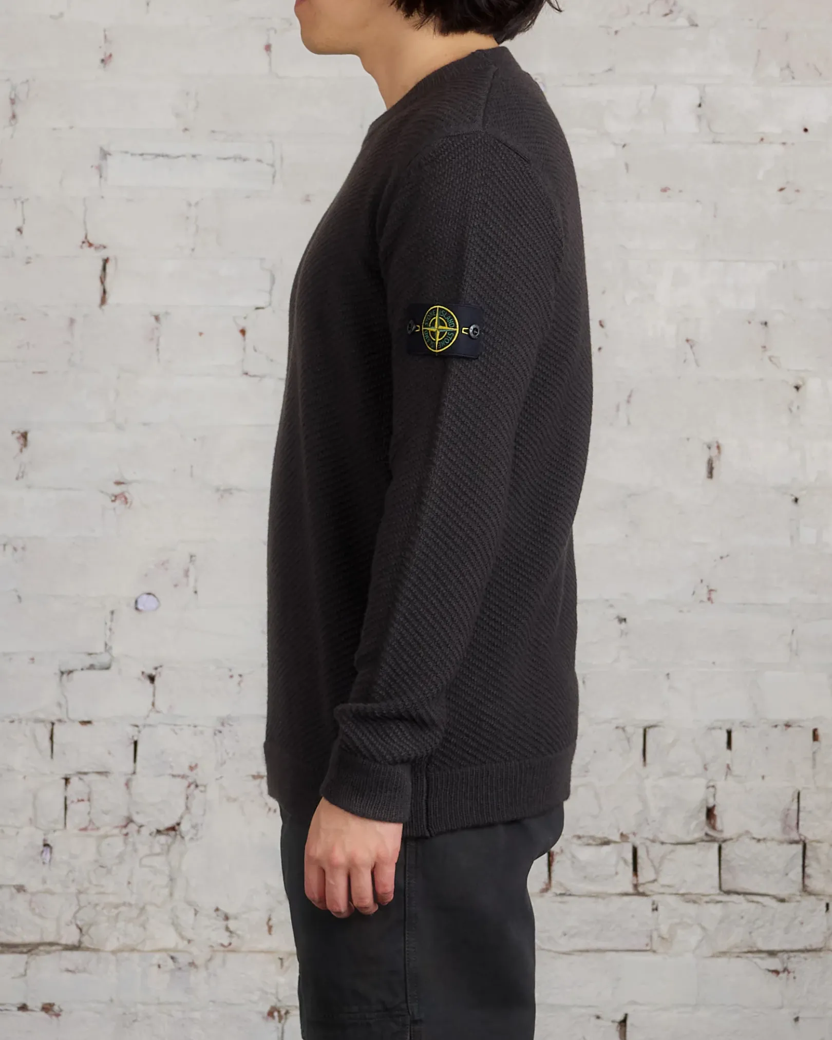 Best Stone Island Badge Knit Sweater Lead Grey