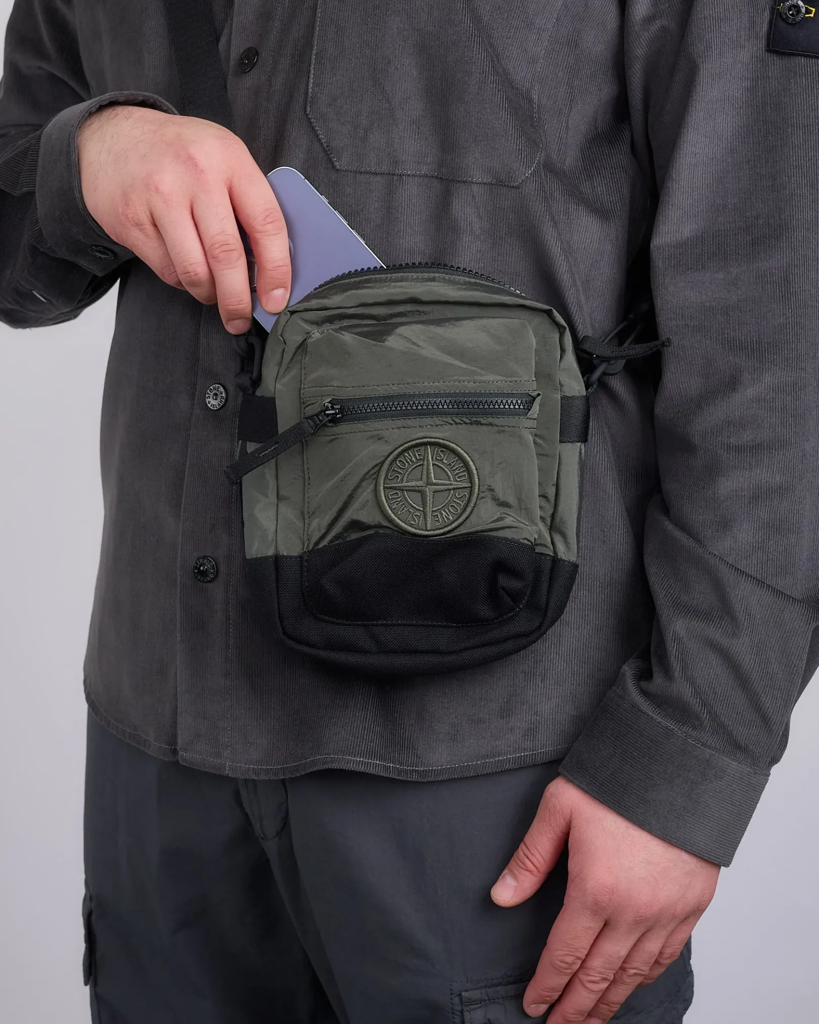 New Stone Island Econyl Nylon Metal Crossbody Bag Musk