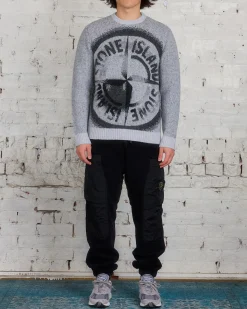 Best Stone Island Jacquard Knit Logo Sweater Dust Grey