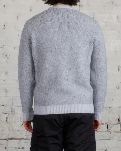 Best Stone Island Jacquard Knit Logo Sweater Dust Grey