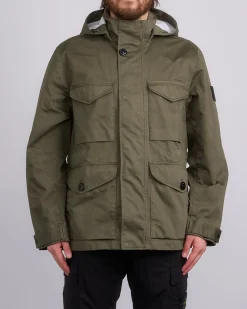 New Stone Island 3L Raso Gromatto Cotton Field Jacket Military Green