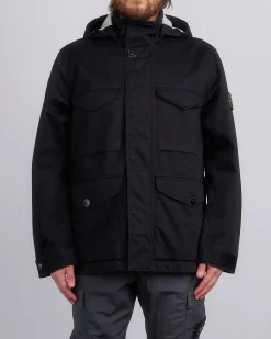 New Stone Island 3L Raso Gromatto Cotton Field Jacket Black