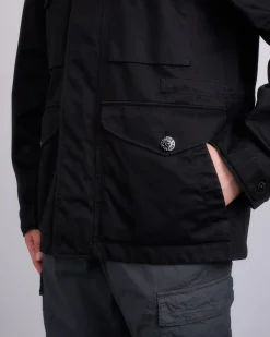 New Stone Island 3L Raso Gromatto Cotton Field Jacket Black