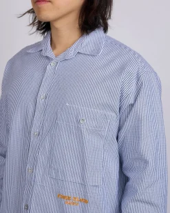 Fashion Stone Island Marina Striped Oxford Button Shirt Blue Marine