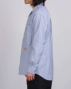 Fashion Stone Island Marina Striped Oxford Button Shirt Blue Marine