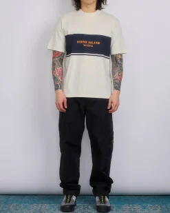 Online Stone Island Marina Stripe Logo T-Shirt Ivory