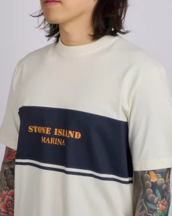 Online Stone Island Marina Stripe Logo T-Shirt Ivory