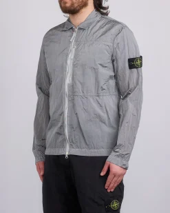 Clearance Stone Island Nylon Metal Econyl Zip Shirt Jacket Pearl Grey