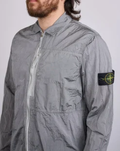 Clearance Stone Island Nylon Metal Econyl Zip Shirt Jacket Pearl Grey
