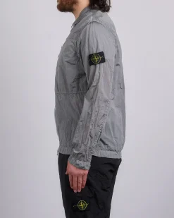 Clearance Stone Island Nylon Metal Econyl Zip Shirt Jacket Pearl Grey