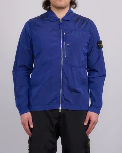 Online Stone Island Nylon Metal Econyl Zip Shirt Jacket Bright Blue