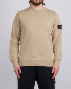 Outlet Stone Island Organic Cotton Fleece Crewneck Desert