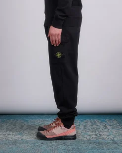 Best Stone Island Organic Cotton Fleece Cargo Pant Black
