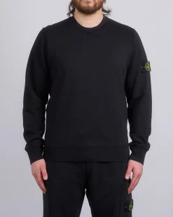 New Stone Island Organic Cotton Fleece Crewneck Black
