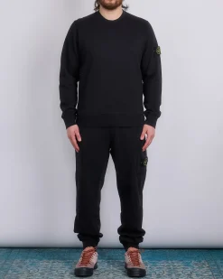 New Stone Island Organic Cotton Fleece Crewneck Black
