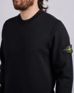 New Stone Island Organic Cotton Fleece Crewneck Black