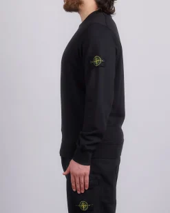 New Stone Island Organic Cotton Fleece Crewneck Black