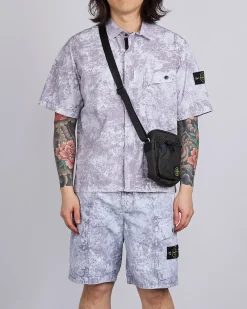 Sale Stone Island Resin Treated Cordura Cross Body Bag Lead Grey