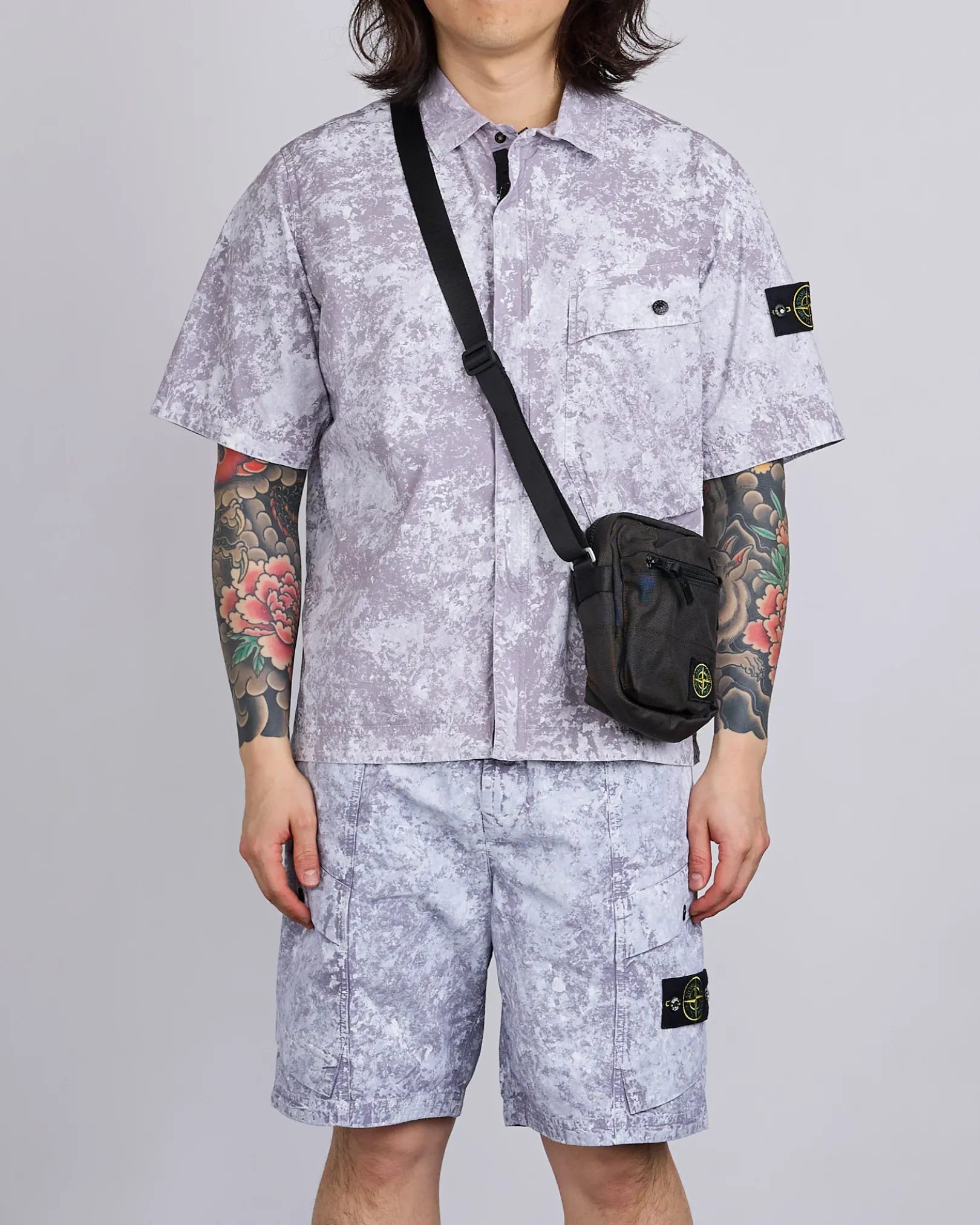 Sale Stone Island Resin Treated Cordura Cross Body Bag Lead Grey