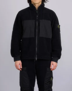 Best Stone Island Teddy Fleece Zip Jacket Black
