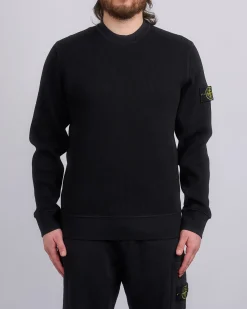 New Stone Island Waffle Fleece Crewneck Black
